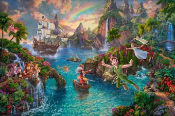 Disney Peter Pan El País De Nunca Jamás Thomas Kinkade Pinturas al óleo